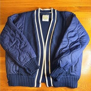 OFFLINE by Aerie Quilted Knit Cardigan Jacket Navy Blue XS